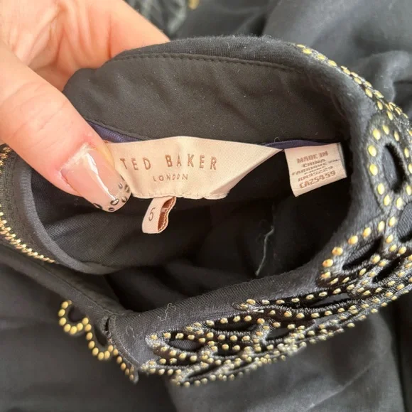 Ted baker Calliea long sleeve black fitted mini dress